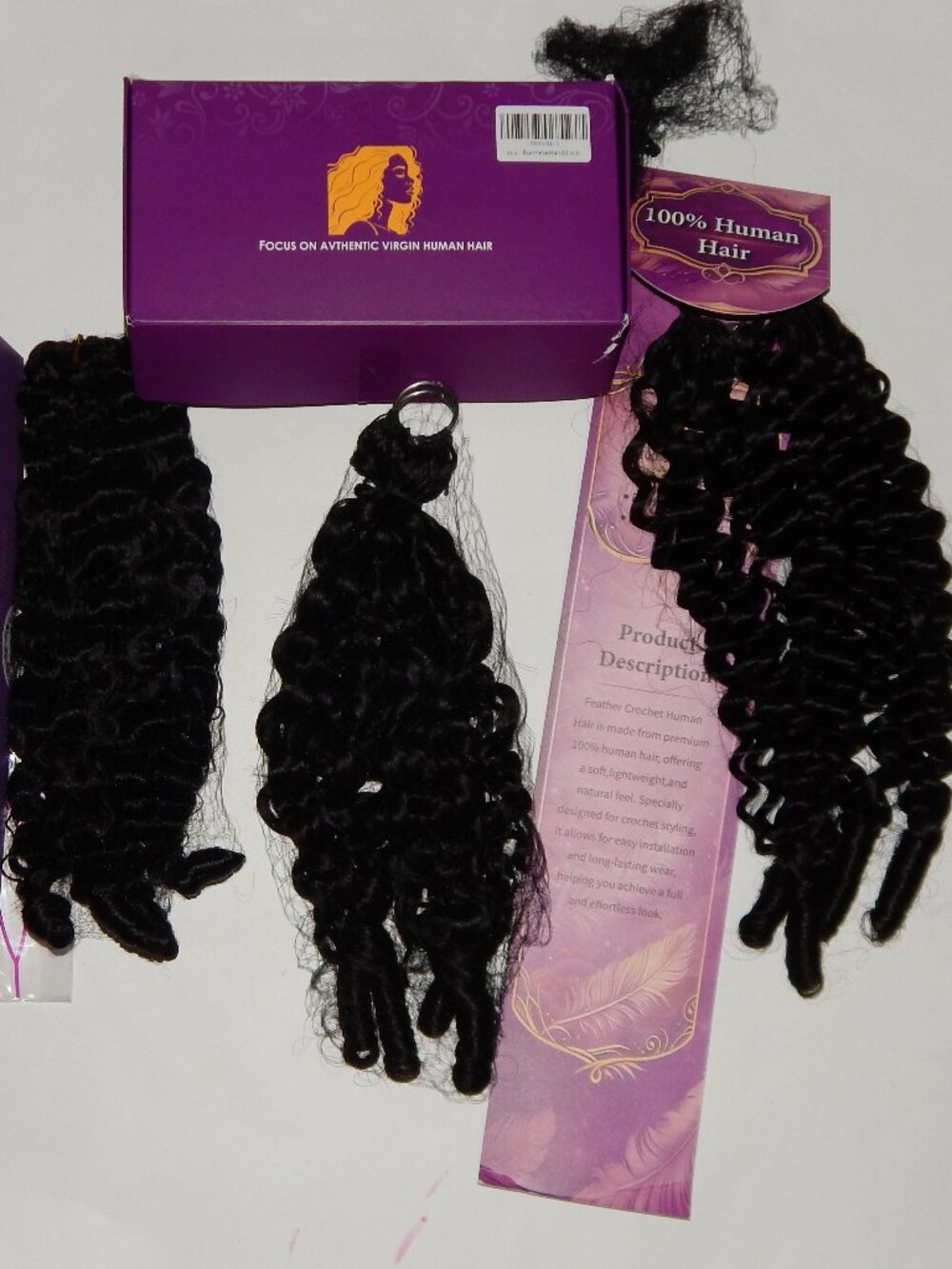 3 Bundles 60g/Ea 20" Burmese Human Hair Crochet Extensions 180g Total